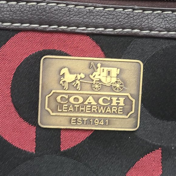 Dark Brown Coach Purse with Red Detailing - Picture 4 of 12